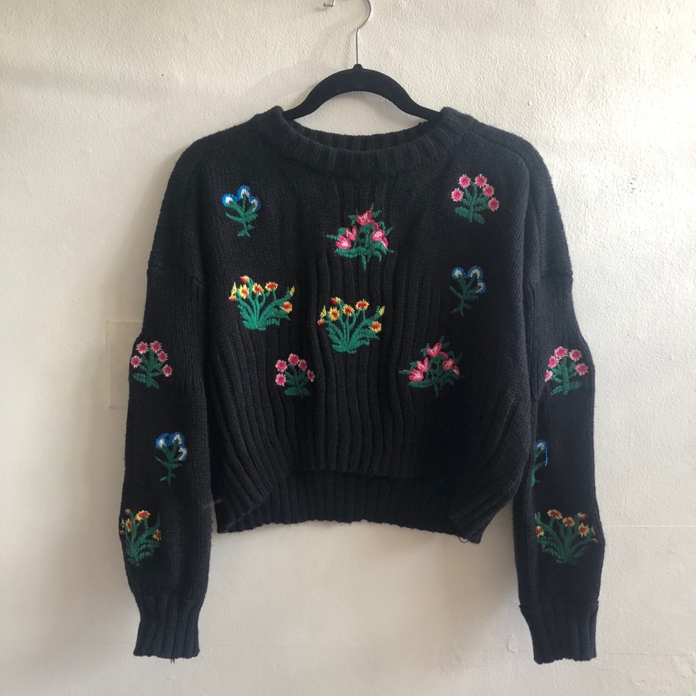 Thrifted flower sweater